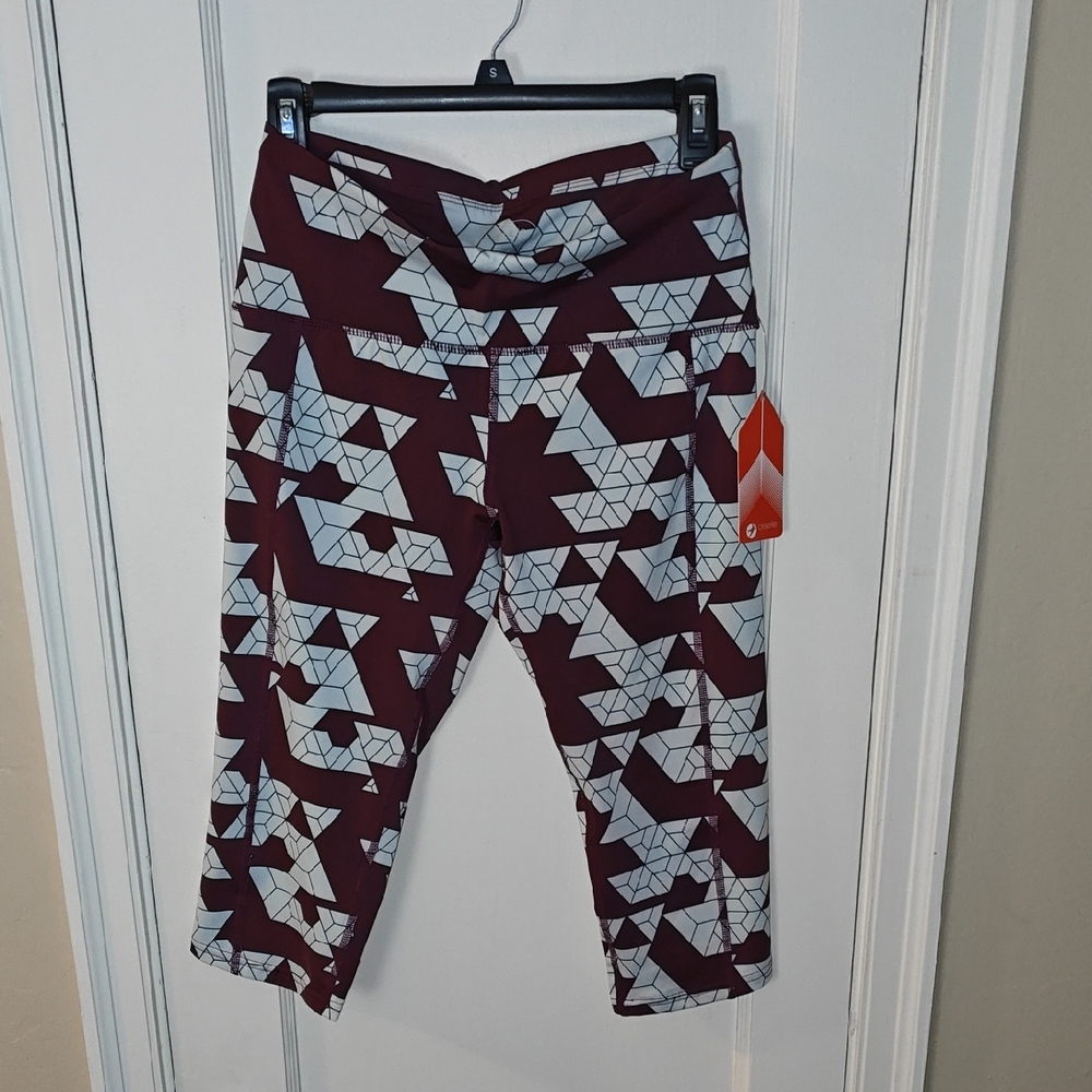 Oiselle Burgundy and White Womens Leggings